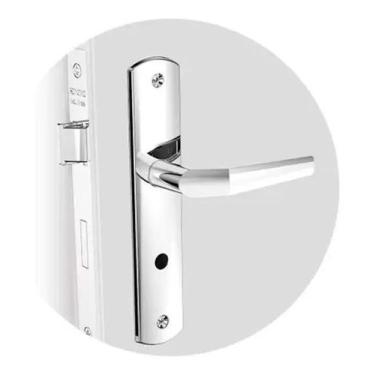 Imagem de Fechadura Popline Reta Banheiro Cromado Porta Soprano Inox