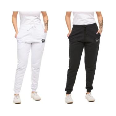 Imagem de KIT COM 02 CALÇAS DE MOLETOM PLUS SIZE FEMININA SLIM SPORT WOOKS - M10