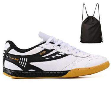 Imagem de Kit Chuteira Futsal Couro Futebol Quadra Salao + Mochila Adulto - Rayo