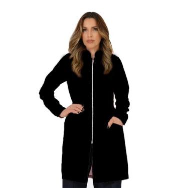 Imagem de Jaleco Zíper Acinturado Feminino Manga Longa Medico Dentista Esteti Ev