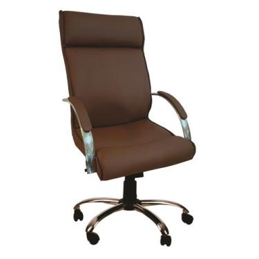 Imagem de Cadeira Giratória Escritório Havana Presidente Marrom Relax Base Croma