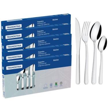 Imagem de Faqueiro Inox 120 peças Tramontina Jogo de Talheres Buzios Serve 30 Pe