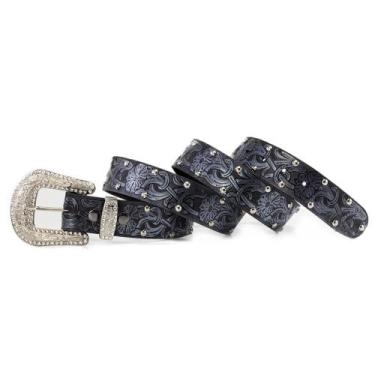 Imagem de Cinto Feminino Country Floral Metalizado Cravejado Strass com Cravo - 