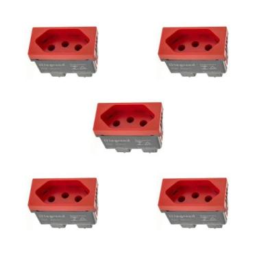 Imagem de Kit 5 Modulo Tomada 20A Vermelho Borne Parafuso Pial Plus+ - Legrand