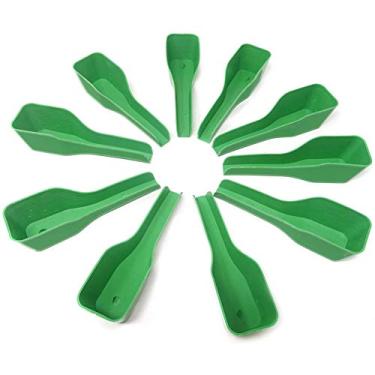 Imagem de 4 colheres de alimentador de pássaros verdes de plástico para papagaios, alimentos para as mãos, utensílios de mesa, suprimentos de alimentação e irrigação de pássaros