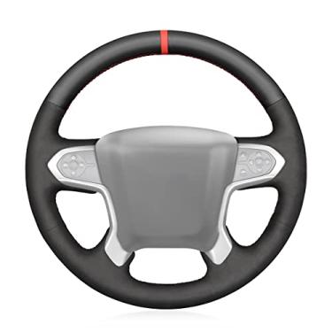 Imagem de MEWANT Capa de volante de carro de couro PU costurada à mão para Chevrolet Silverado 1500 2014-2018 / Suburban 2015-2020 / Tahoe 2015-2020 / Silverado (2500/3500) / Silverado (4500HD/5500HD/6500HD) 2019 -2022