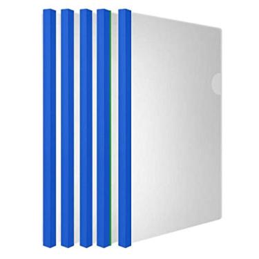 Imagem de Capa de relatório de barra deslizante de arquivo de plástico, 40 folhas, capacidade de apresentação de arquivos de reinício transparente, pasta organizadora para papel de tamanho A4, 20 peças, Azul, 20 pcs