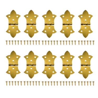 Imagem de TopHomer Pacote com 10 dobradiças vintage borboleta douradas, 3,1 x 5,8 cm pequenas dobradiças decorativas antigas com parafusos de montagem para caixa de joias caixa de joias armário porta-malas
