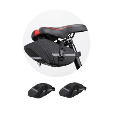 Imagem de UNIQOCK Pacote com 2 bolsas de ciclismo, bolsa de selim de bicicleta, bolsa de mountain bike, bolsa de assento de bicicleta refletiva para um passeio de segurança, bolsa de bicicleta, bolsas de