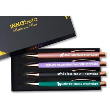 Imagem de InnoBeta Conjunto de 4 canetas esferográficas Cavalier King Charles, presentes para mães de cachorro, presentes para amantes de cães para o Dia das Mães, Natal, aniversário - Mãe Cavalier