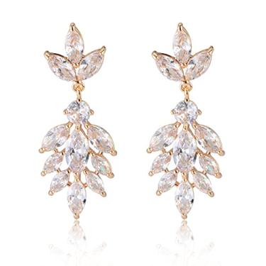 Imagem de Brincos femininos de casamento de zircônia cúbica – Brincos modernos de zircônia cúbica para noivas, formaturas, meninas, bijuterias, Zircônia cúbica, Zircônia cúbica