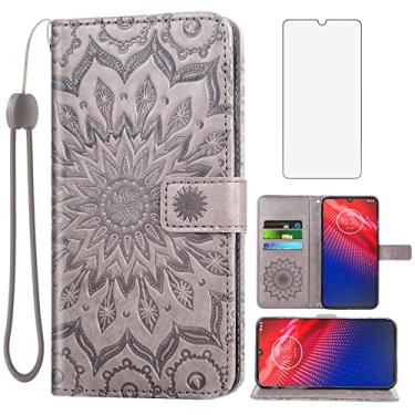 Imagem de Capa de telefone para Motorola Moto Z4 Play/Moto Z4 Capa carteira com protetor de tela de vidro temperado, capa flip magnética de couro, suporte de cartão, acessórios para celular Motoz4 Z 4 Motoz4