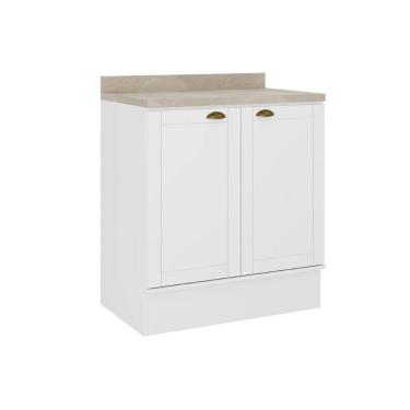Imagem de Gabinete De Cozinha Modulado Balcão Com Tampo Bella 2609 Com 2 Portas 80cm Branco