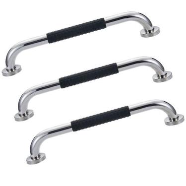 Imagem de Barra de Apoio Inox 30cm Kit 3 unidades Suporte Antiderrapante Casa Ba