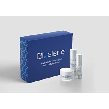Imagem de Bluelene Conjunto De Caixa De Presente Trio, Creme Noturno, Creme Para Os Olhos E Hidratante Diário Com Azul De Metileno.
