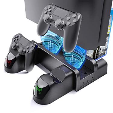 Imagem de VGBUS Estação De Resfriamento Com Suporte Para Ps4 Para Playstation 4/Ps4 Slim/Ps4 Pro, Estação De Carregamento Vertical Para Ps4 Com Controle Duplo, Suporte Para Ps4 Com Porta Usb E 12 Slots Para J