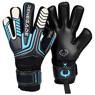Imagem de Renegade GK Luvas De Goleiro Vulcan Trident Com Proteções De Dedos Pro-Tek, Hyper Grip De 3,5+3 Mm E Duratek De 4 Mm, Luvas De Goleiro Pretas E Azuis (Tamanho 10, Adulto, Masculino, Corte Negativo,