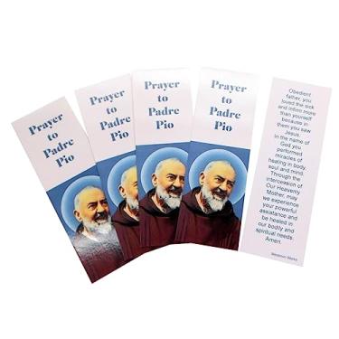 Imagem de St Pio Bookmark Pack Healing Saint Padre with Holy Card Prayer on Back Classroom Pacote a granel para estudantes ou marcadores de página de estudo da Bíblia, conjunto de 5