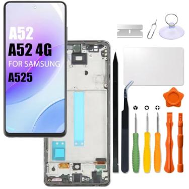 Imagem de Substituição para tela LCD Samsung Galaxy A52 com moldura INCELL para Samsung A52 4G A525F A525F/DS A525M A525M/DS Touch Screen Digitalizador Assembly Display LCD com kit de reparo (não função de