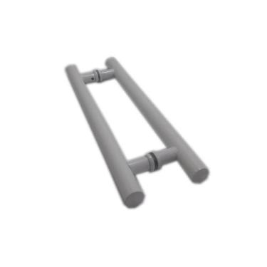 Imagem de Puxador H duplo 40x30cm tubular redondo para porta de vidro e portão -