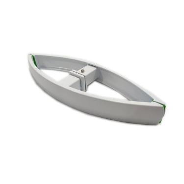 Imagem de Puxador curvo com 1 furo 27cm para porta de vidro e portão - Branco - 