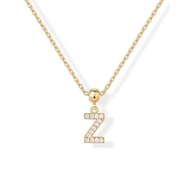 Imagem de PAVOI Colar delicado com letra inicial banhada a ouro 14K com pingentes - corrente ajustável com pingente de ouro com inicial feminina - pingentes removíveis com letras pequenas do alfabeto - joias