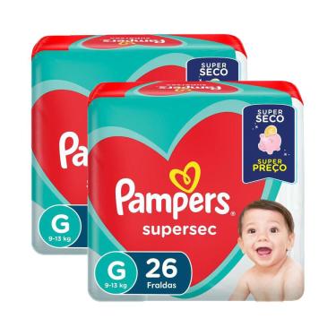 Imagem de Kit 2 Fraldas Pampers Supersec G 26 Unidades
