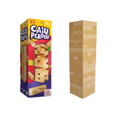 Imagem de Jogo Caiu Perdeu Brinquedo Torre Jenga Equilíbrio Madeira Jogos de tabuleiro para Toda Família Férias Viagem
