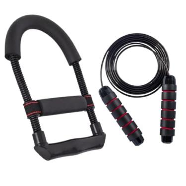Imagem de Kit para Exercícios de Antebraço, Fortalecedor com Mola e Corda de Pular, Preto e Vermelho