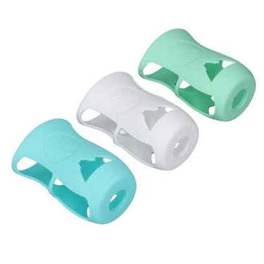 Imagem de Manga de Silicone para Mamadeiras de Vidro de 240 Ml, Tampa de Garrafa à Prova de Estilhaços Com Anti-fluxo, Aquecedores de Isolamento, Design Bonito para Vidro (Branco + Verde