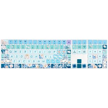Imagem de WSLUCKO Capa de silicone para teclado Apple iMac Magic Keyboard 2017/2018 com teclado numérico (modelo: MQ052LL/A A1843), layout dos EUA, peônia