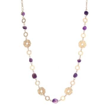 Imagem de Dazylleco Colares longos de ouro para mulheres, colar de ouro delicado com contas de pedra natural, presentes de dia das mães, bijuteria de ouro boho para mulheres, Pedra, Sem Pedra Preciosa