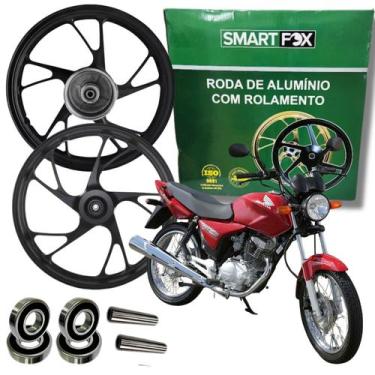 Imagem de Par Roda Cg 150 Titan 2004-2013 Pe Galinha 5 Palito Freio Disco - Smar