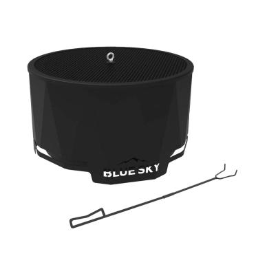 Imagem de Blue Sky Outdoor Living Fogueira sem fumaça de pátio com pico de aço de 60,96 cm com kit de tela de ignição, lenha e/ou queima de pellets de madeira