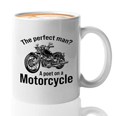 Imagem de Caneca de café para motocicletas 325 ml branca - Poeta em uma motocicleta - motocicletas entusiasta motociclistas namorada namorada amante de motocicletas motociclista motociclista