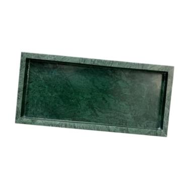 Imagem de Ｂｅｓｇａ Bandeja de pedras de mármore, bandeja de pedra decorativa organizadora de para decoração de cafeteria de escritório de clubes, Verde