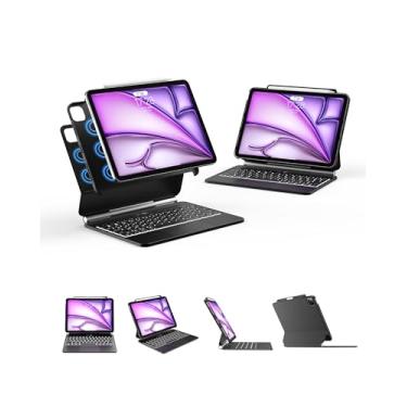 Imagem de Techfish Capa com teclado Magic 720 para iPad Pro 11 (4ª/3ª/2ª/1ª) geração 2022, iPad 10 polegadas Air 4/5ª geração com suporte para lápis, trackpad multitoque, teclado inteligente magnético preto