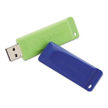 Imagem de Verbatim Flash Drive USB Store 'n' Go de 64 GB - Compatível com PC/Mac - 2 unidades - Azul, verde
