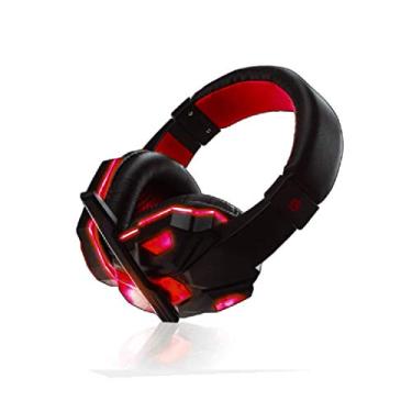 Imagem de Fone de ouvido para jogos Acoud com som surround e luzes LED para jogos e almofada de ouvido macia com redução de ruído para fones de ouvido Xbox One PS4 PC Mac iPad PSP, Vermelho