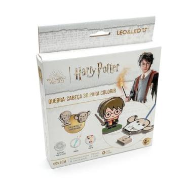 Imagem de QUEBRA-CABEÇA 3D PARA COLORIR HARRY POTTER - KIT C/ 11 PEÇAS + 8 CORES DE GUACHE + 2 PINCÉIS - LEO&LEO