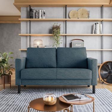 Imagem de Sofá 2 Lugares Com Usb Em Linho Antúrio Cabecasa Azul