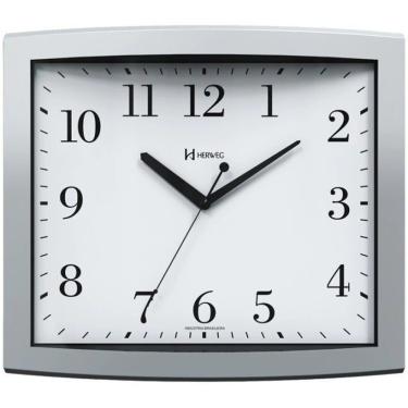 Imagem de Relógio De Parede Quadrado Prata Metálico Herweg 6900 único