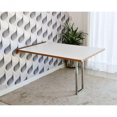 Imagem de Mesa Dobrável Retrátil De Parede Inox 140x89 Branco/noronha