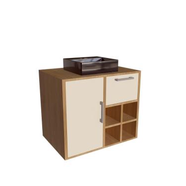 Imagem de Gabinete De Banheiro Suspenso 68cm 1 Porta 1 Gaveta E Nicho Aberto Com Cuba Eduarda Mel-arenas