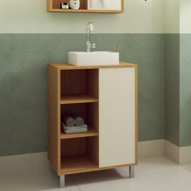 Imagem de Gabinete De Banheiro 60cm Julia Com 1 Porta De Correr Sem Cuba Mel-arenas