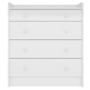 Imagem de Cômoda Infantil 4 Gavetas Trocador Doce Mel Branco