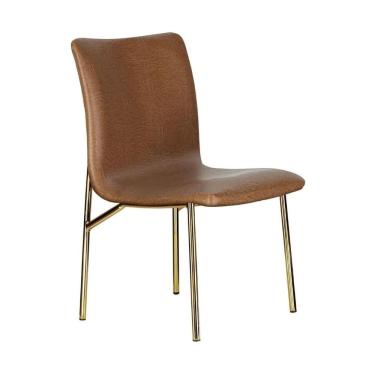 Imagem de Cadeira De Jantar Estofada E Pés De Ferro Multimóveis Cr50096 Caramelo/dourado Brilho Caramelo/dourado Brilho