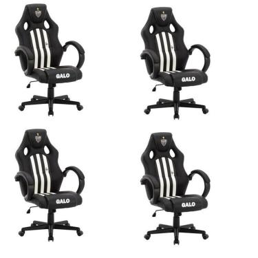 Imagem de Kit 4 Cadeiras Gamer Atlético Mineiro Cam 3316 Espresso Móveis Preto