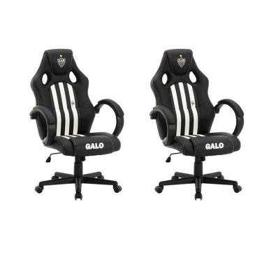 Imagem de Kit 2 Cadeiras Gamer Atlético Mineiro Cam 3316 Espresso Móveis Preto