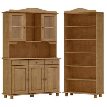 Imagem de Cristaleira 5 Portas Estante Livreiro Madeira Maciça Freijo Milani Store Freijo
